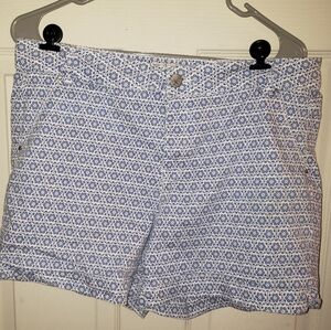D. Jeans Women's Cotton Chino Shorts Size 12 Blue and White Patterned